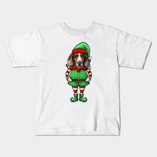 Brittany Spaniel Christmas Elf Kids T-Shirt